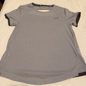 Under Armour HeatgearWomans Fitted Streaker Run Short Sleeve Shirt Gray - NWT